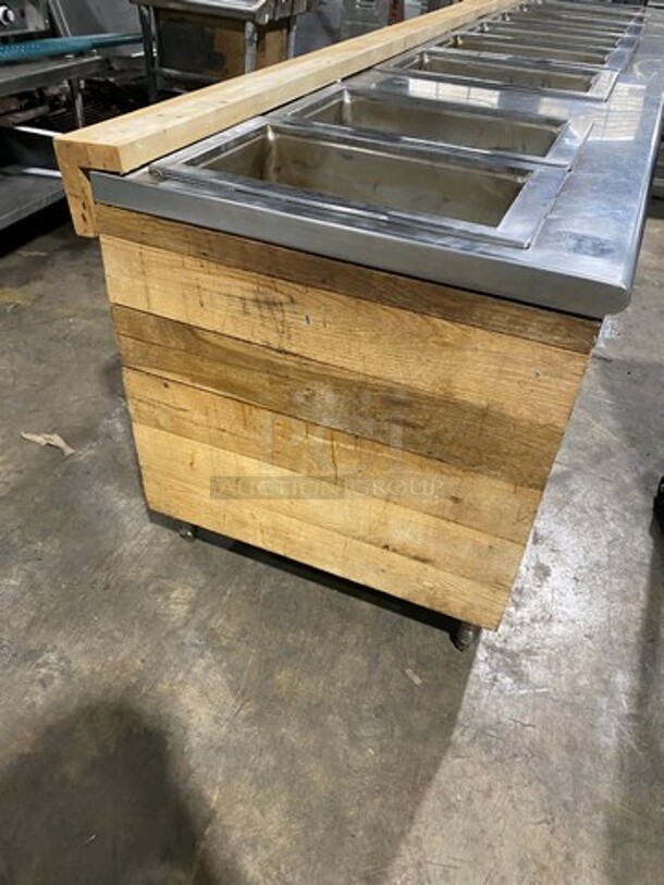 NICE! Wells Commercial Electric Powered 8 Well Steam Table! With Storage Space Underneath! All Stainless Steel With Wooden Outline! Model: HWSMP6D SN: BITTD1109A0164 208V 60HZ 1 Phase - Image 2 of 10