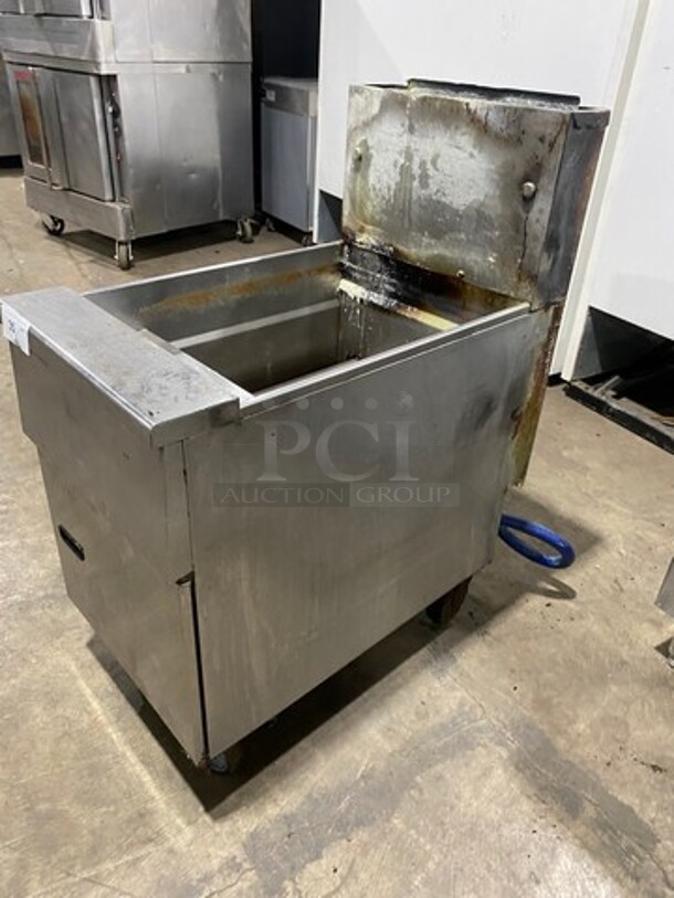Commercial Natural Gas Powered Deep Fat Fryer! With Back Splash! All Stainless Steel! On Casters! - Image 2 of 7