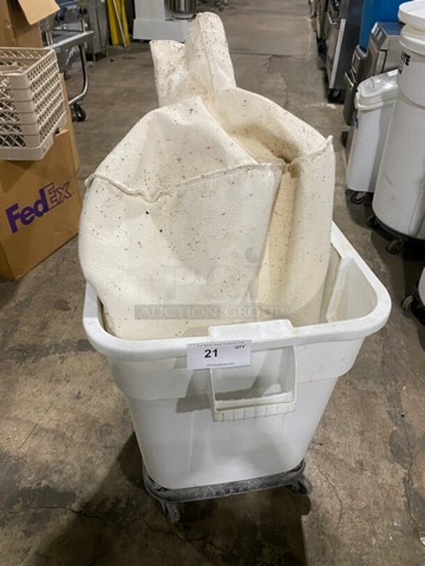 White Poly Open Ingredient Bin! With Ingredient Bag! On Dolly!