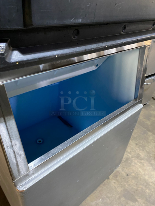 Crystal Tips Commercial Ice Maker Machine! On Commercial Ice Bin! All Stainless Steel! On Legs! 2X Your Bid Makes One Unit! Model: 602CWS16130 SN: 22061310P 115V 60HZ 1 Phase - Image 8 of 9