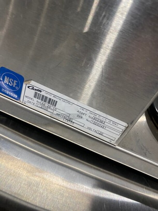 Curtis Commercial Countertop Dual Coffee Pot Warming Station! All Stainless Steel! Model: AW2S10 SN:10050451 120V - Image 7 of 8