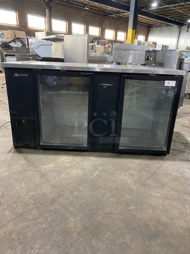 Berg Commercial 2 Door Back Bar Cooler! With View Through Doors! With Metal Rack! Model: EBB68G SN: 141860060400 115V