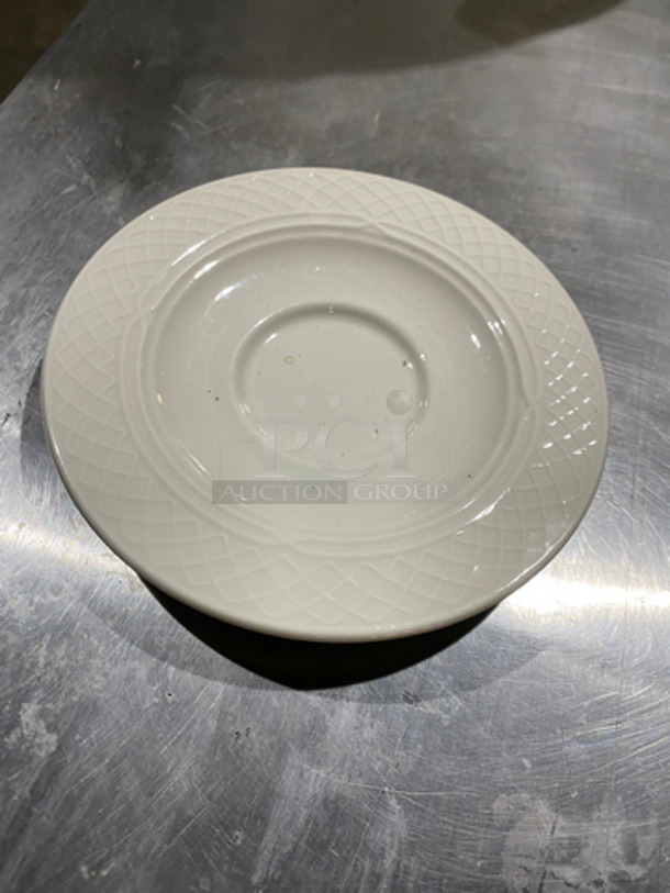 Homer Laughlin White Ceramic Saucers! Includes Black Poly Crate! - Image 3 of 6
