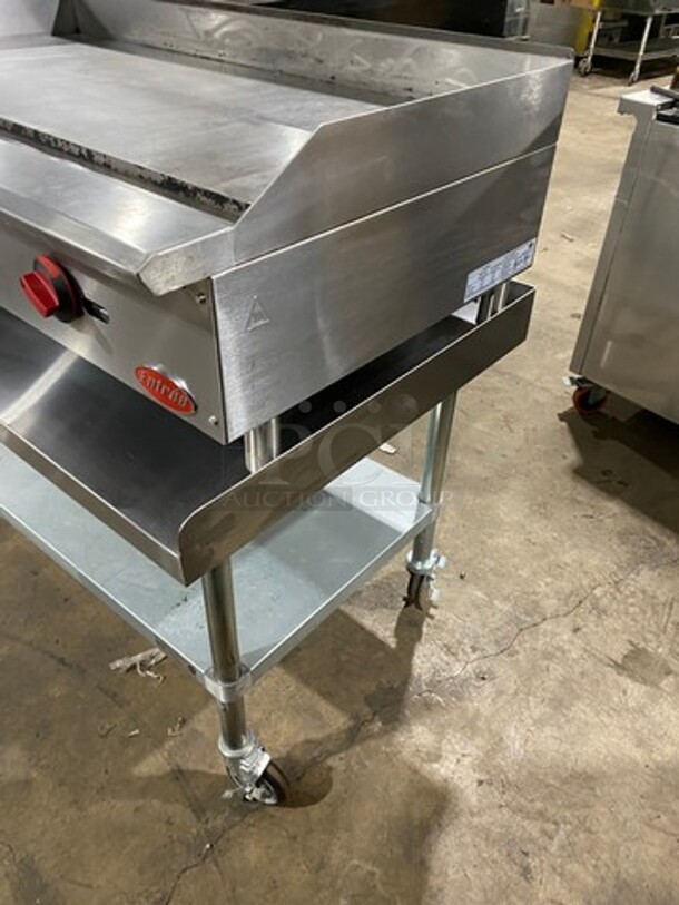 WOW! LATE MODEL! Entree Commercial Natural Gas Powered Flat Top Griddle! With Back And Side Splashes! On Equipment Stand! All Stainless Steel! On Casters! Model: GR48N SN: 21041176V - Image 3 of 9