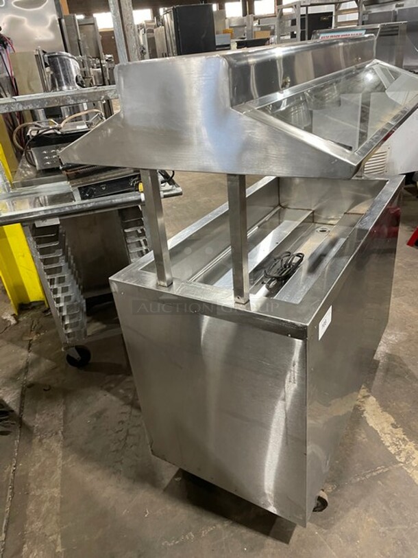 All Stainless Steel Commercial Steam Table! With 3 Overhead Heat Lamps! With Sneeze Guard! With Underneath Storage Space! On Casters! - Image 2 of 9
