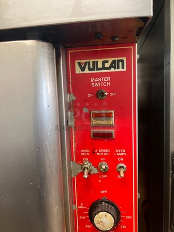 Vulcan Commercial Natural Gas Powered Double Deck Convection Oven! With View Through Doors! Metal Oven Racks! All Stainless Steel! On Legs! 2x Your Bid Makes One Unit! WORKING WHEN REMOVED! - Image 2 of 8