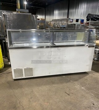 True Commercial Ice Cream Dipping Cabinet Merchandiser! With Sneeze Guard! With Flip Access Doors! Model: TDC87 SN: 8866415! 115V 60HZ 1 Phase!