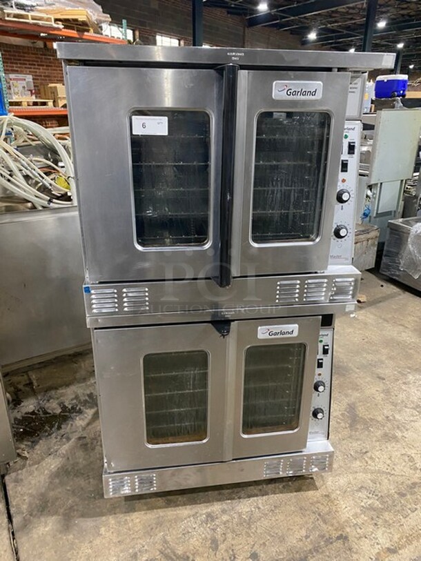 Nice! Garland Double Stacked Natural Gas Powered Convection Oven! MASTER 200 Series! With Metal Racks!  Model: MCO-GS-10S Serial 1408230000097! On Commercial Casters! 2 X Your Bid! Makes One Unit!  - Image 1 of 10