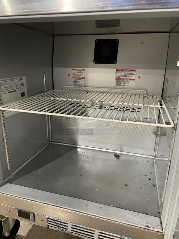 Beverage-Air Commercial Single Door Refrigerated Lowboy/Worktop Cooler! All Stainless Steel! With Poly Coated Rack! On Casters! 115V 1PH! Model: UCR27AHC! - Image 5 of 7