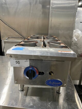 Globe Chefmate Stainless Steel 12" Natural Gas Powered Hotplate 2 Burners! MODEL C12HT SN: 7418020075 