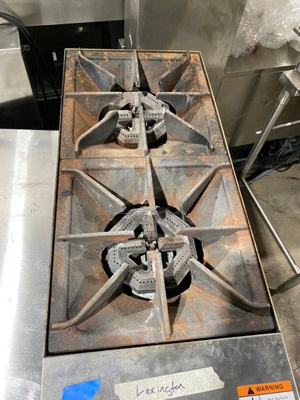 Globe Chefmate Stainless Steel 12" Natural Gas Powered Hotplate 2 Burners! MODEL C12HT SN: 7418020075  - Image 5 of 9
