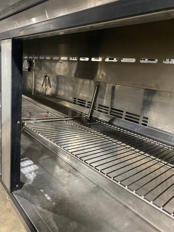 NICE! Turbo Air Commercial Mega Top Sandwich/Salad Prep Table! With 2 Door Refrigerated Base! With 2 Overhead Shelves! All Stainless Steel! With Metal Racks! On Casters! 115V! Model: TST-60SD! - Image 8 of 11