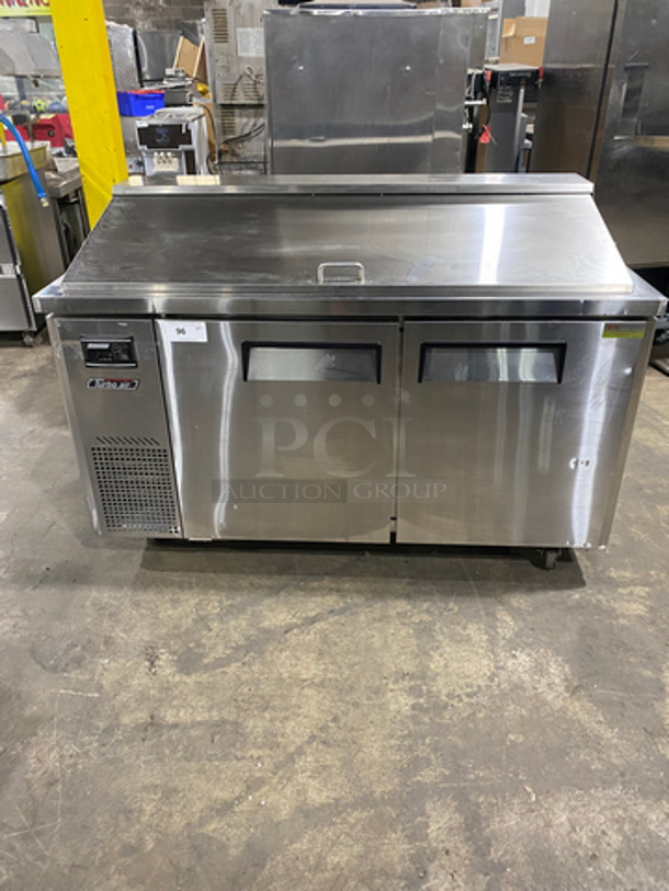 NICE! Turbo Air Commercial Refrigerated Mega Top Sandwich Prep Table! With 2 Door Storage Space Underneath! Poly Coated Racks! All Stainless Steel! On Casters! Model: JBT60 SN: JB6T709010 115V 60HZ 1 Phase