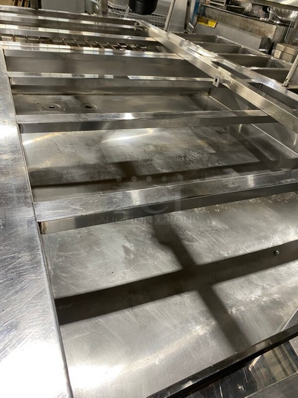 All Stainless Steel Custome Made Island Style Steam Table With Sneeze Guard! Half Gas Half Electric Powered! With Underneath Storage Space!  - Image 6 of 9