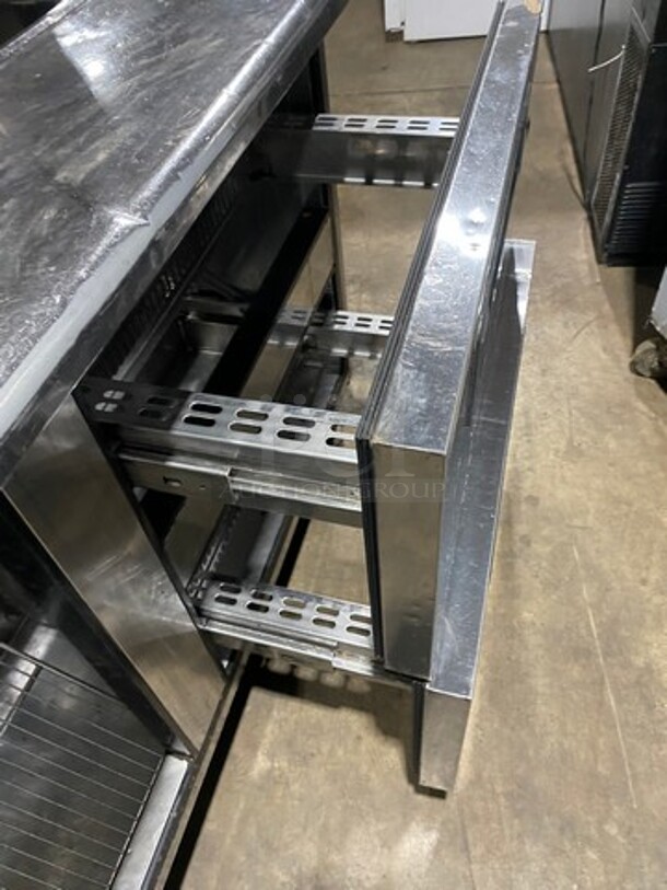 NICE! Turbo Air Commercial Refrigerated Mega Top Sandwich Prep Table! With 2 Drawer And Single Door Storage Space Underneath! All Stainless Steel! On Casters! Model: TST60SDD2 115V 60HZ 1 Phase - Image 7 of 9