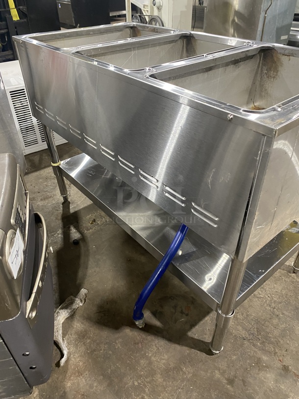 USR Cookline Commercial Natural Gas Powered 3 Bay Steam Table! With Storage Space Underneath! All Stainless Steel! MODEL GST3 SN:200765034! On Legs! - Image 4 of 9