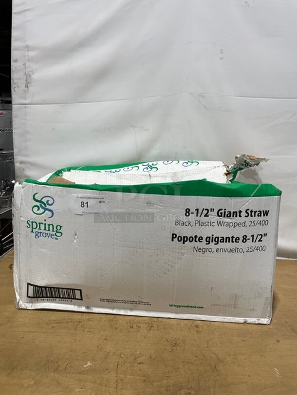 NEW In Box! Spring Grove Giant 8-1/2" Individually Wrapped Black Straws! All One Money! - Image 1 of 5