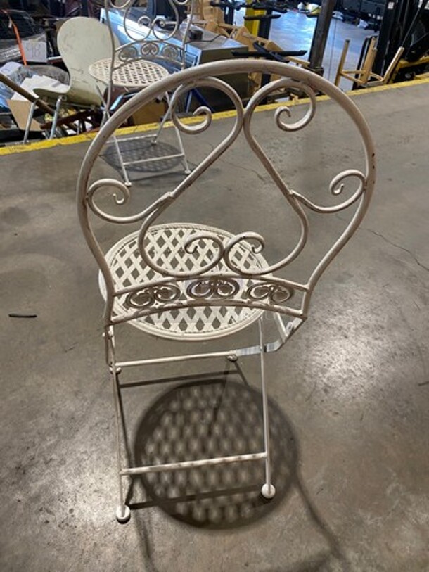 White Metal Foldable Patio Chairs! 10x Your Bid! - Image 4 of 6