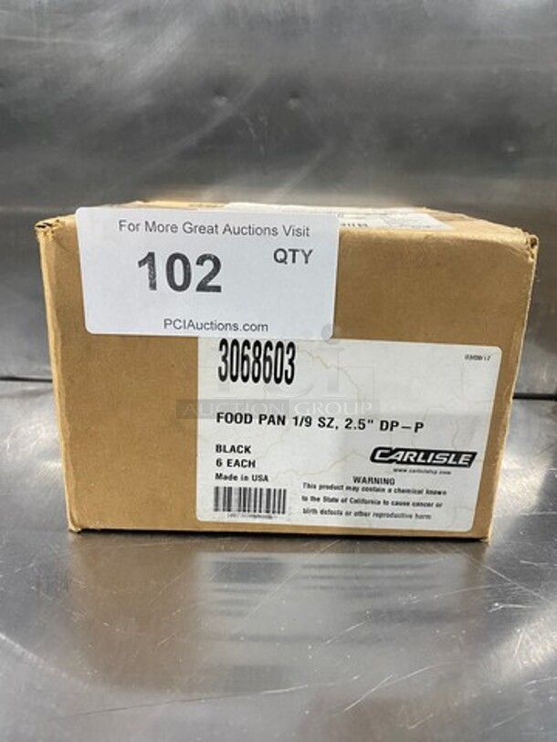 NEW! IN THE BOX! Carlisle Black Poly 1/9x2.5" Food Containers! - Image 1 of 7