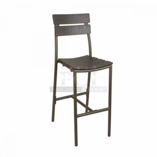 18 BRAND NEW! BFM Seating PH302BBR-BZ Bayview Barstool, Ladder Back, Synthetic Teak Wood Back & Seat, Outdoor/indoor, Powder Coated. 18 Times Your Bid!