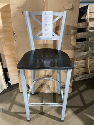 Commercial Metal Framed Bar Chair! With Wooden Seat! 5X Your Bid! 