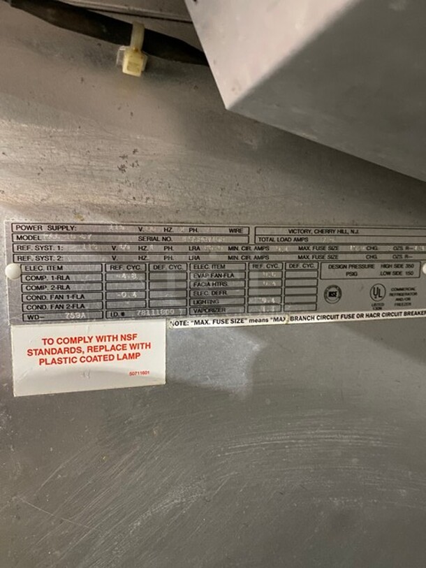 Victory Commercial Reach In Cooler! All Stainless Steel! On Casters! MODEL RAA1DS7 SN:L9520V108 115V 1PH - Image 6 of 10