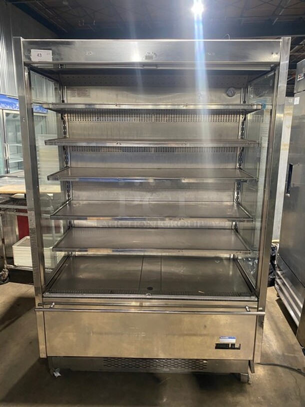 Langer All Stainless Steel Commercial Refrigerated Grab N Go Open Merchandiser! On Casters!  - Image 1 of 9