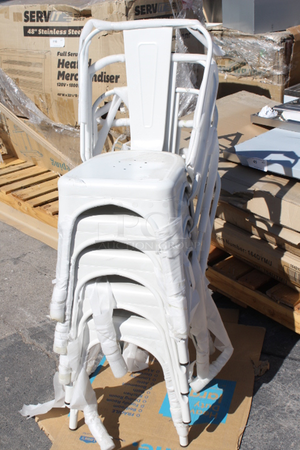 BRAND NEW SCRATCH & DENT! Lancaster Table & Seating 427CALUARMWH White Powder Coated Aluminum Outdoor Arm Chair. 9x Your Bid - Image 2 of 5