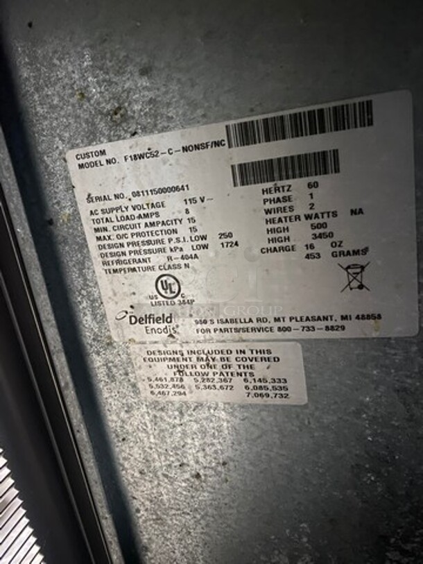 Delfield Commercial One Door Lowboy Cooler! With 2 Refrigerated Drawers! With Sliding Top Access Door! With Backslash! All Stainless Steel! On Legs! Model F18WC52CNONSFNC Serial 0811150000641! 115V 1Phase! - Image 9 of 11