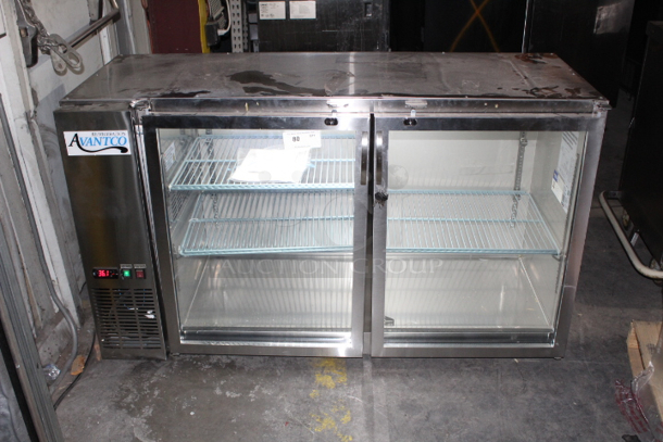 BRAND NEW SCRATCH & DENT! Avantco UBB-60-GT-G-S 60" Stainless Steel Underbar Height Narrow Glass Door Back Bar Refrigerator with Galvanized Top and LED Lighting. Door hinges need to be adjusted. Tested. WORKS PERFECT!!  - Image 3 of 10