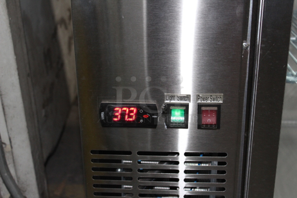 BRAND NEW SCRATCH & DENT! Avantco UBB-60-GT-G-S 60" Stainless Steel Underbar Height Narrow Glass Door Back Bar Refrigerator with Galvanized Top and LED Lighting. Door hinges need to be adjusted. Tested. WORKS PERFECT!!  - Image 5 of 10