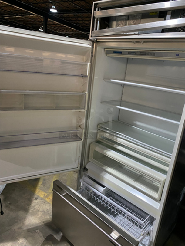 Sub Zero Commercial Single Door Reach In Refrigerator! With Built In Freezer Drawer Underneath! With Shelves And Poly Coated Racks! All Stainless Steel! Model: 650S2 SN: P2199384 115V 60HZ 1 Phase - Image 5 of 10