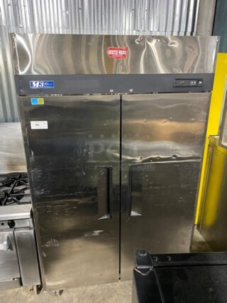 Turbo Air Commercial 2 Door Reach In Cooler! With Poly Coated Racks! All Stainless Steel! On Casters! Model: M3R472 SN: M3R4L46115 115V 60HZ 1 Phase
