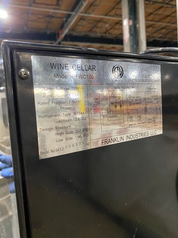 NICE! Franklin Industries LLC Commercial 2 Door Refrigerated Wine Cellar Merchandiser! With Individual Temperature Programing! With View Through Doors! Model FWC100 Serial 0412000575! 115V 1Phase! WORKING WHEN REMOVED! - Image 8 of 9