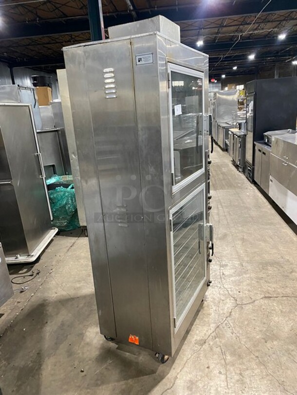 AWESOME! Nuvu Commercial Double Deck Baking Oven/Proofer Combo! With View Through Doors! All Stainless Steel! Model OP2FM Serial 00215468120200010001! 208V 3Phase! On Casters! WORKING WHEN REMOVED! - Image 5 of 11