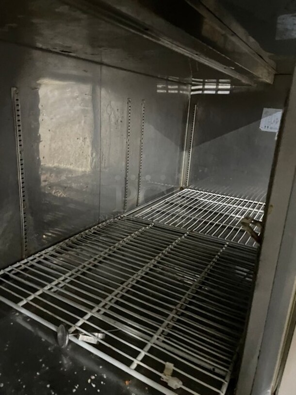 Avantco Commercial Refrigerated Mega Top Pizza Prep Table! With 3 Door Cooler Underneath! All Stainless Steel! With Poly Coated Racks! With Full Sized Cutting Board! On Casters! 115V! Model: 178PICL3HC! Working When Removed! - Image 6 of 10