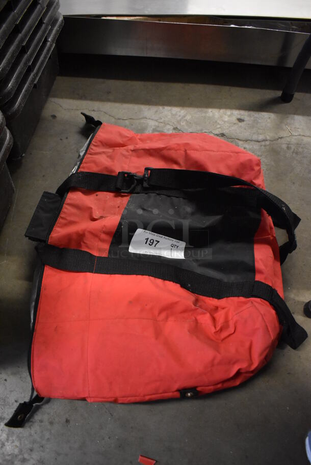 Red and Black Insulated Food Carrying Delivery Bag. 24x4x17