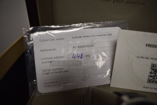 BRAND NEW IN BOX! LIMITED EDITION Frederique Constant Automatic Men's Blue FC-810MCN3S6 Slimline Monolithic Watch w/ Alligator Band - Image 9 of 10