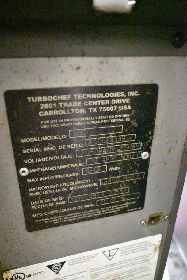 2015 Turbochef NGO Metal Commercial Countertop Electric Powered Rapid Cook Oven. 208/240 Volts, 1 Phase. - Image 7 of 7