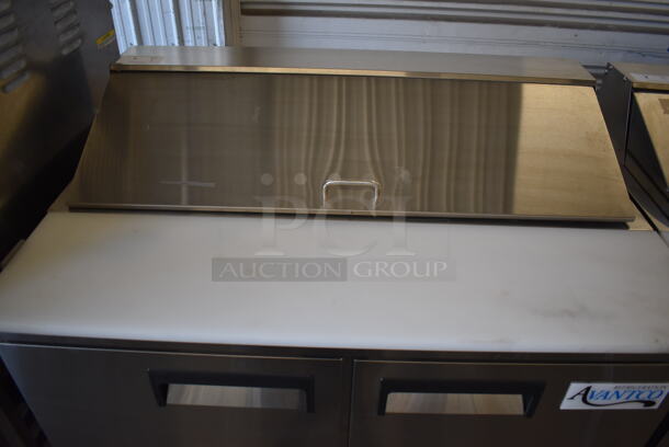 Avantco 178APT48HC Stainless Steel Commercial Sandwich Salad Prep Table Bain Marie Mega Top on Commercial Casters. 115 Volts, 1 Phase. 47x30.5x42.5. Tested and Powers On But Does Not Get Cold - Image 5 of 11