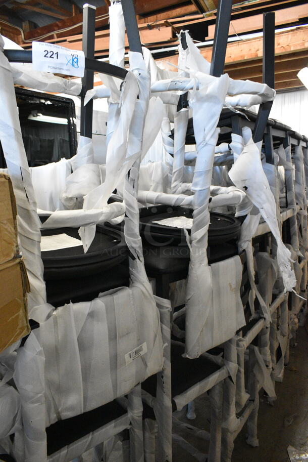 19 BRAND NEW SCRATCH AND DENT! Lancaster Table & Seating 164BMTLADFR Black Metal Bar Height Ladder Back Seat. 19 Times Your Bid!  - Image 2 of 5