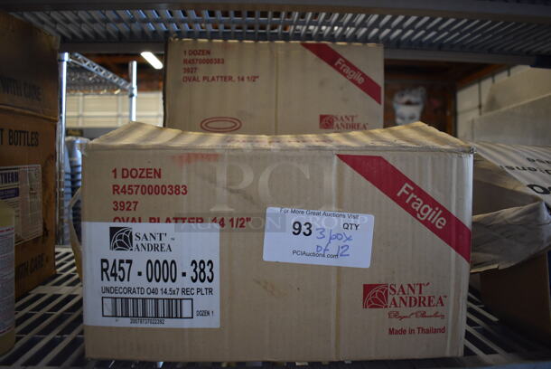 3 Boxes of 12 BRAND NEW! Sant Andrea White Ceramic Oval Plates. 14.5x11x1.5. 3 Times Your Bid! - Image 2 of 7