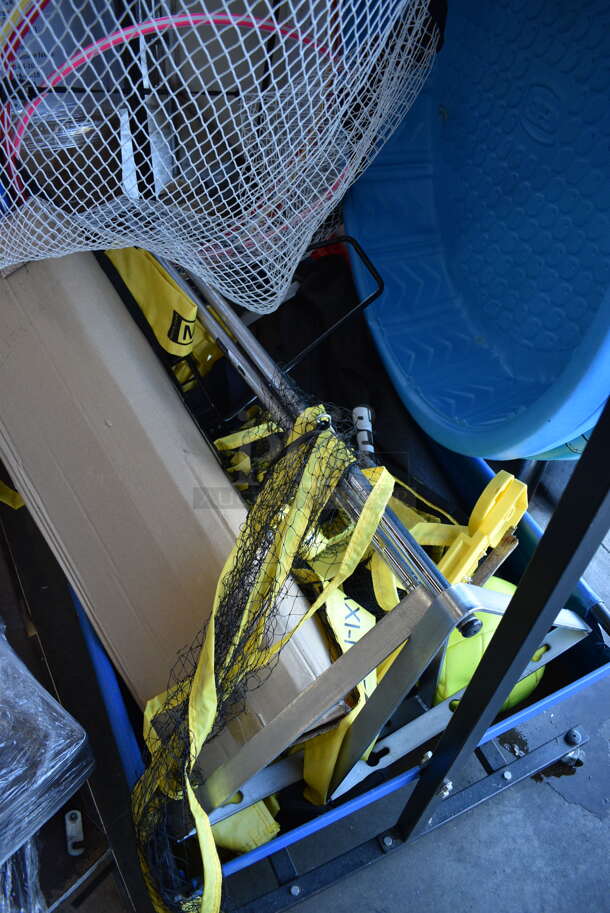 ALL ONE MONEY! Lot of Metal Rack, Goal Net, Wall Mount Metal Pull Up Bar, 3 Pools and 5 Hula Hoops - Image 2 of 7