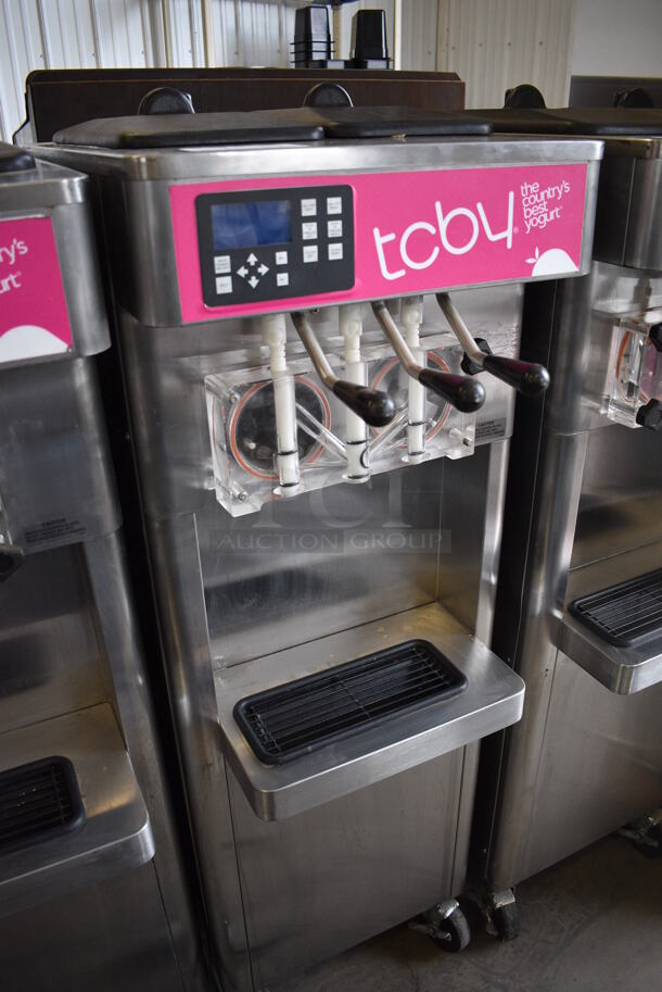 2013 Stoelting Model F231-309I2-AD1 Stainless Steel Commercial Floor Style Air Cooled 2 Flavor w/ Twist Soft Serve Ice Cream Machine on Commercial Casters. 208-240 Volts, 3 Phase.  - Image 2 of 7