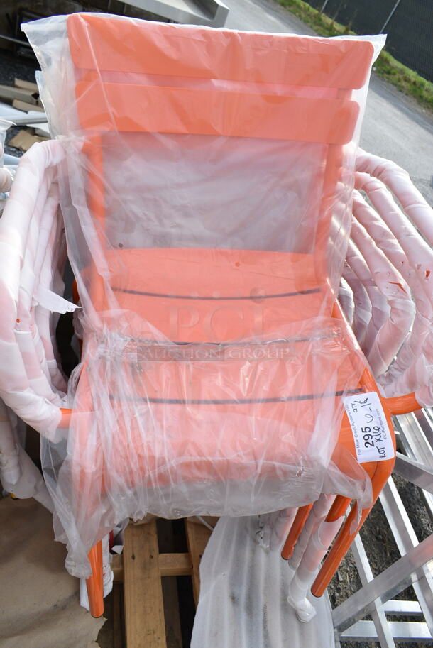 16 BRAND NEW SCRATCH AND DENT! Lancaster Table & Seating Powder Coated Aluminum Outdoor Arm Chair; 4 Red, 4 Orange, 4 Yellow, 4 Blue. 16 Times Your Bid! - Image 5 of 7