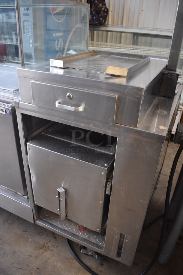Stainless Steel Commercial Portable Shaved Ice Prep Station Stand w/ Beverage Air UCF20 Single Door Undercounter Freezer, Beverage Air UCR34Y 2 Door Cooler w/ Glass Top Case and Sneeze Guard on Commercial Casters. 208-250 Volts, 1 Phase. 85x30x73 - Image 11 of 12
