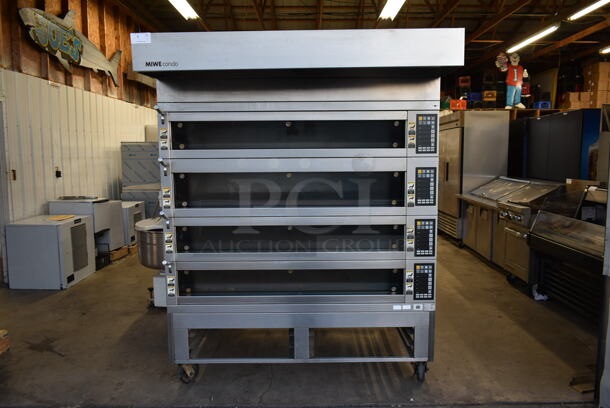 2017 Miwe CO 4.1408 Stainless Steel Commercial Floor Style Electric Powered 4 Deck Artisan Bakery Oven w/ Hood on Commercial Casters. 208 Volts, 3 Phase. - Image 1 of 10