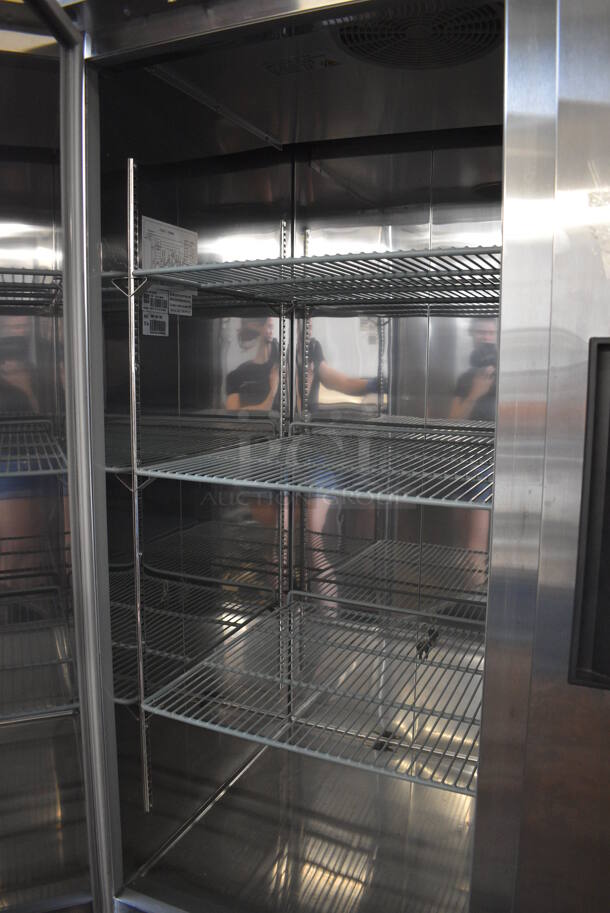 BRAND NEW SCRATCH AND DENT! KoolMore Model RIF-2D-SS Stainless Steel Commercial 2 Door Reach In Freezer w/ Poly Coated Racks and Keys on Commercial Casters. 115 Volts, 1 Phase. 53x33x82. Tested and Working! - Image 6 of 9