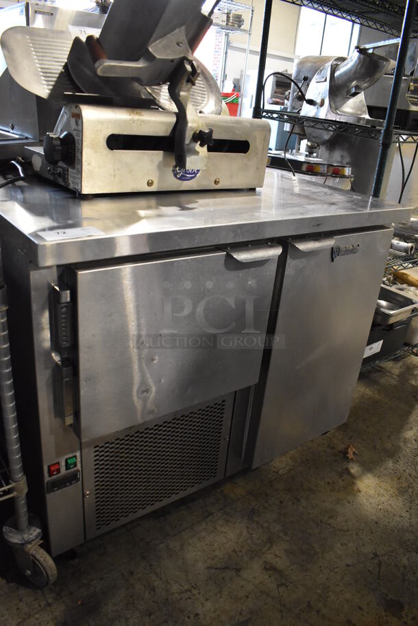 CustomCool Stainless Steel Commercial 2 Door Undercounter Cooler on Commercial Casters. 115 Volts, 1 Phase. 42x28.5x33. Tested and Working! - Image 3 of 6