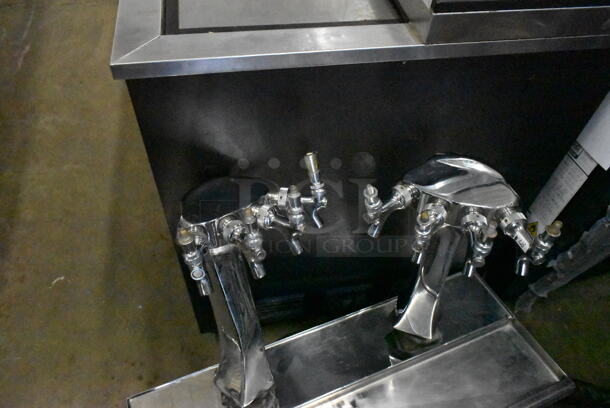 Two Metal Commercial 4 Tap Beer Towers on Drip Tray. No Grate. - Image 5 of 5
